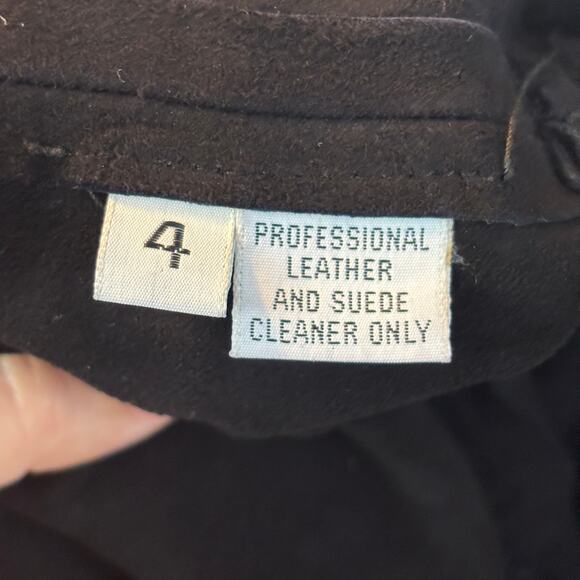Alicia Herrera Saks Fifth Avenue Suede Leather Black Skirt ALine 4 Dark Academia - Picture 6 of 9